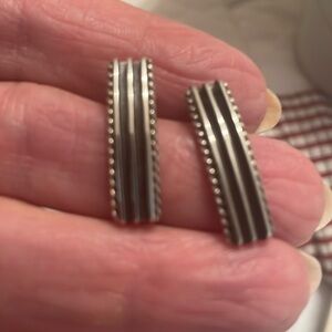 Sterling silver & black onyx stud hand made earrings signed Y by artist